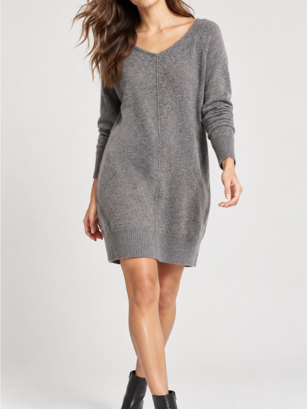 Athleta Adi Mudra Cashmere Sweater Dress Gray Size M 88% Cashmere
